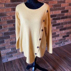 Size petite XL cable & gauge yellow sweater with longer front button detail